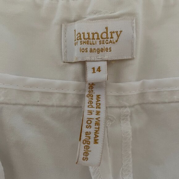 Laundry by Shelli Segal White Cotton Pants with Back Pockets, Size 14 - Picture 4 of 10